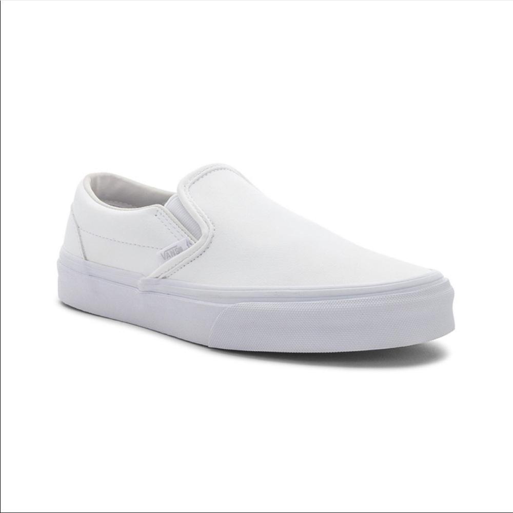 white slip on vans